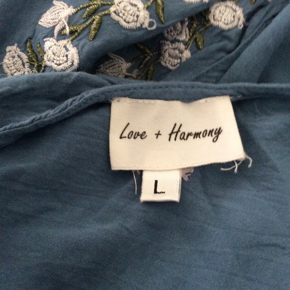 Love + Harmony Faux Wrap Maxi Womens Dress Embroidered Flutter Sleeve V-Neck - Picture 14 of 15